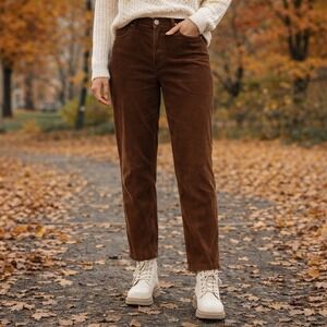 Chico's Brown Corduroy 5 Pocket Pants w/ Zippered Coin Pocket Fall Retro 2.5 (L)